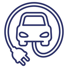 Sticker - electric car with plug line icon