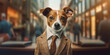 Dapper Dog in Suit Ready for Business Adventure in the City Banner