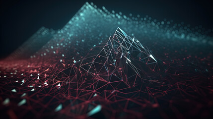 Poster - Abstract background with structure of neon triangles and technology style.