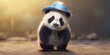 Adorable Baby Panda Wearing a Stylish Hat on Sunny Day Banner