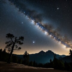 Wall Mural - star-filled night sky, with the milky way stretching across the darkness like a shimmering ribbon, f