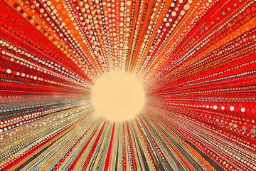 Wall Mural - Sun burst in retro style with grungy dots. Vintage sun rays background.