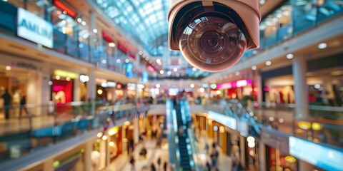 Wall Mural - Enhancing Safety and Preventing Crime in Shopping Malls with Security Cameras. Concept Security Cameras, Crime Prevention, Safety Measures