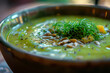 Vegetable creme soup with fennel, broccoli and sunflower seeds