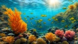Fototapeta Do akwarium - render background abstract coral reef ocean