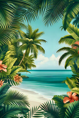 Wall Mural - palm tree on the beach