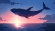 クジラと幻想的な夕焼け_2