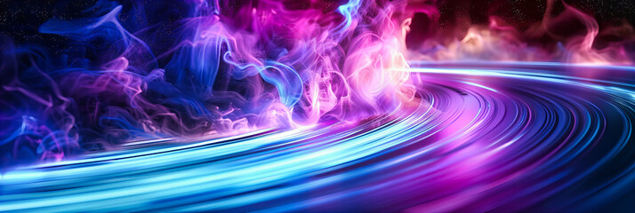 Wall Mural - Neon Dreams, A Journey Through Abstract Light and Color, Crafting a Vision of the Future in Motion