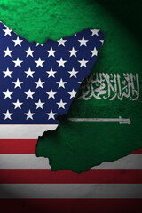 Wall Mural - America and saudi arabia relationship vertical banner. America vs saudi arabia.