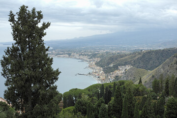 Wall Mural - views from Castelmola, Sicily, Italy