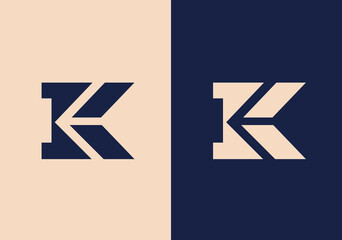 Wall Mural - 5.epLetter k creative 3d blue colour modern business logos.SImple K logo design collection. Modern K letter logo vector template set.