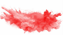 Bright Red Holi Paint Color Powder Festival Explosion Burst Isolated White Background. 