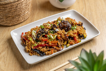 Wall Mural - Appetizing fried rice with vegetables