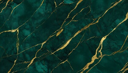 Naklejka na meble Dark green marble block with gold veins pattern texture, wall tile sample banner