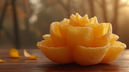 Wall Mural -   A peeled orange atop a wooden table, nearby lies a pile of orange peels also on the table