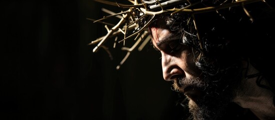 Wall Mural - Jesus Christ in crown of thorns, photo close up	
