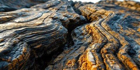 Canvas Print - A close up of a rock formation with some brown and yellow colors. Generative AI.