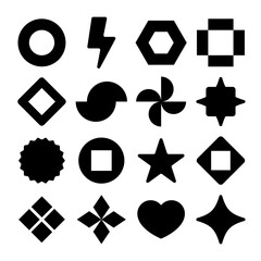 Leinwandbilder - Collection of Simple Black Shapes and Symbols in Retro Style on a White Background. Abstract Shapes. Vector Illustration.