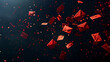 red black background , Red and Black Abstract Background: Illustration of Numerous Flying Red Envelopes on Black Background, Ideal for Graphic Design Projects and Festive Concepts in Bold Color Scheme