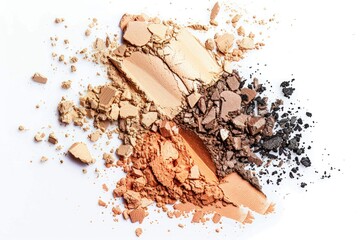 Makeup powder sample on white background