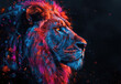 Lion in the night. Created with Ai