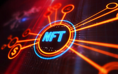 Wall Mural - NFT non-fungible token symbol digital concept 3d illustration