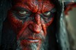 Close Up of Man With Red Paint on Face
