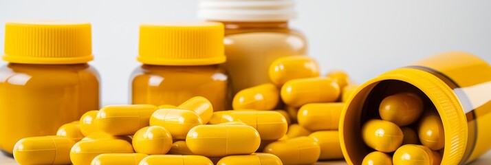 banner with yellow pills and copy space. medicine concept