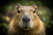 Capybara’s tranquil gaze amid greenery