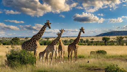 Wall Mural - 野生のキリンのイメージ素材。キリンの群れ。Image material of wild giraffe. A herd of giraffes.