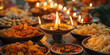 Celebrating Diwali day, Diwali festival banner design, the festival of lights poster showing table and candles