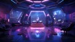 Futuristic Spacecraft Bridge with Cyberpunk Aesthetics