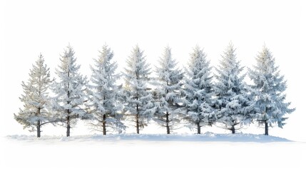 Poster - Isolated group of frosty spruce trees in snow