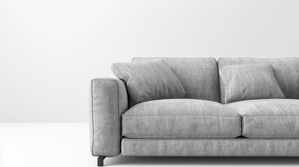 Wall Mural - An isolated white background with a grey modern sofa in the studio