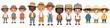 Set of Vector boys wear different hats