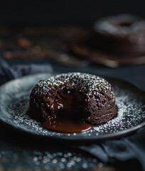 Wall Mural - Chocolate lava cake on table