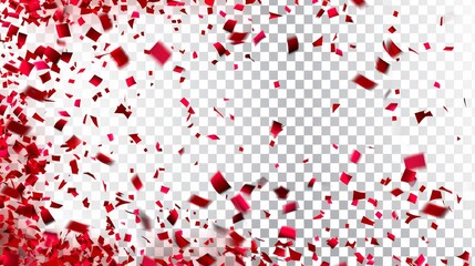 Aufkleber - Transparent Background With Many Falling Red Tiny Confetti.