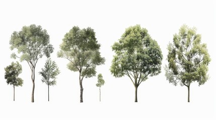 Poster - The collection of realistic trees isolated on a white background is a collection of realistic trees.