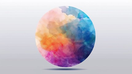 Poster - Isolated modern watercolor gradient circle on transparent background. Vibrant color blending design template.
