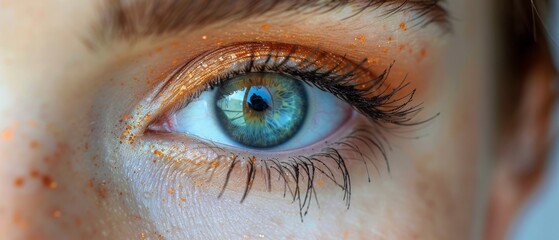 Aufkleber - Detailed close-up of woman's eye, isolated on white background.