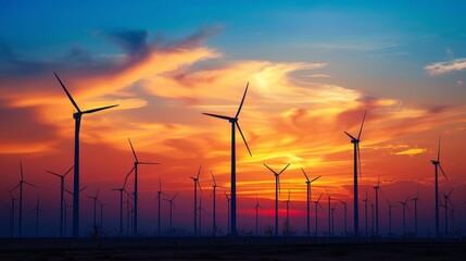 Aufkleber - Sunset over a wind farm