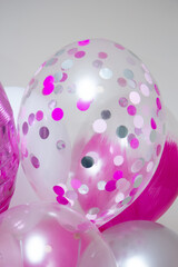 Wall Mural - bunch of pink helium balloons for birthday