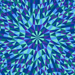 Poster - Geometrical colorful dynamic tile triangle mosaic background - abstract hypnotic psychedelic circular vector graphic