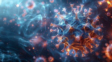 Aufkleber - Intuitive blue background with a futuristic modern illustration of a virus-protection shield. Abstract glowing bubble shield.