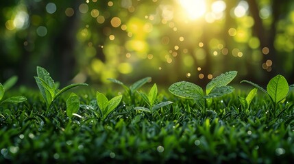 Poster - Background of natural green with selective focus.