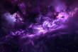 Mystical purples and blacks illustrate a celestial dance in the cosmos.