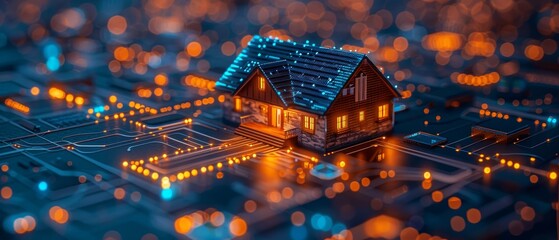 Fototapete - Engineering development of smart house software. CAD design of smart buildings. Setting up IOT scenarios.