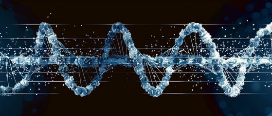 Aufkleber - Abstract digital background with dark and blue colors. Big data digital code for DNA biology, data transmission and communication. Futuristic idea of information technology.