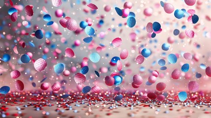Aufkleber - Detailed fall of shiny confetti on a transparent background. New Year, birthday, Valentine's Day.