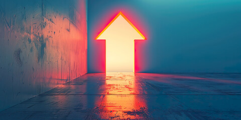 Poster - Illustration of luminous arrow on wall